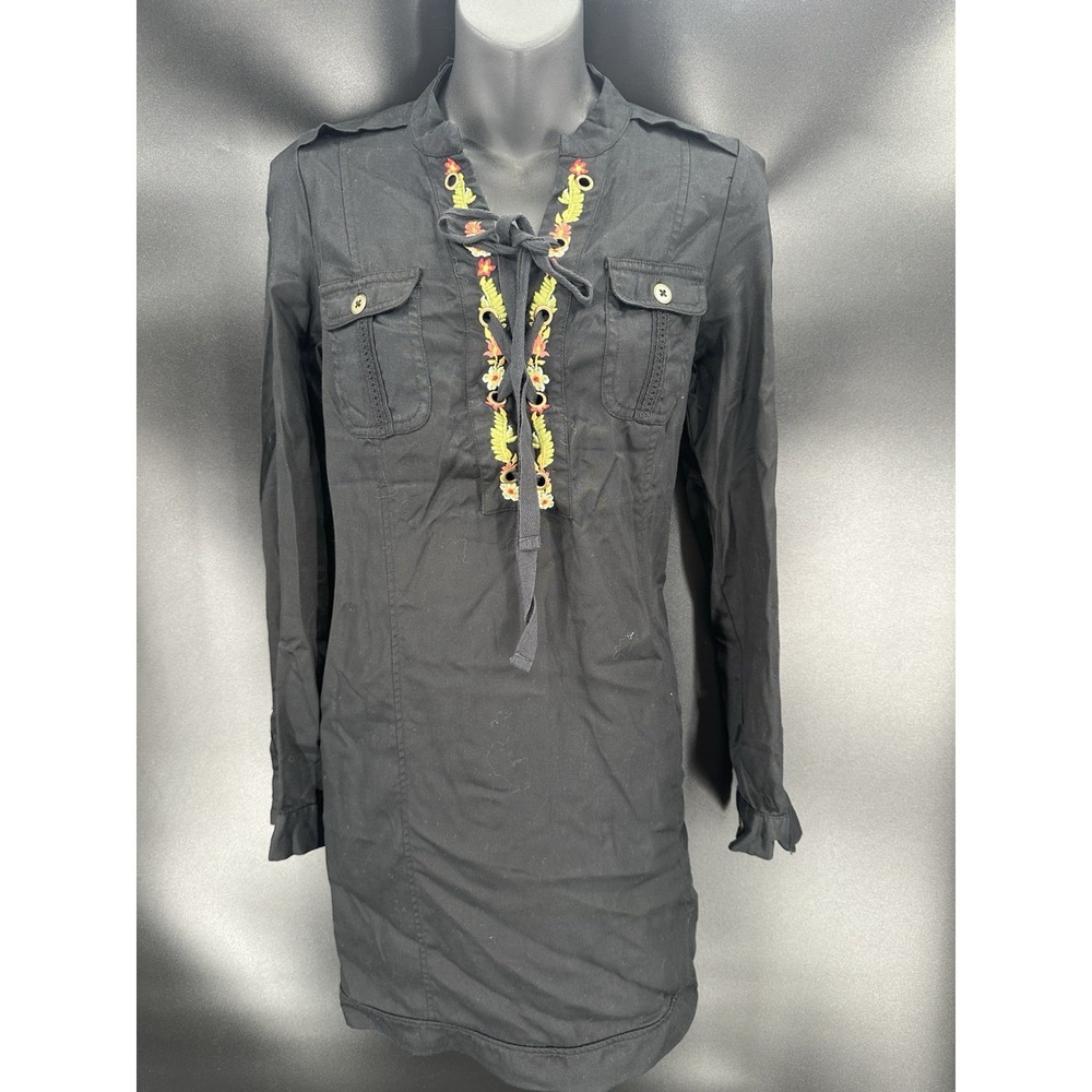 Anthropologie Holding Horses Embroidered Imogen Roll Up Sleeve Shirtdress Size 4 - Picture 2 of 8